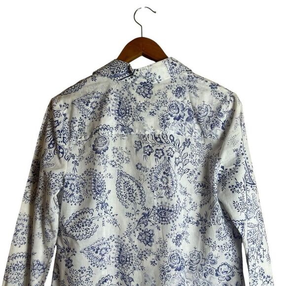 Pierre Cardin blue floral button down shirt. Size 10 - Picture 7 of 8